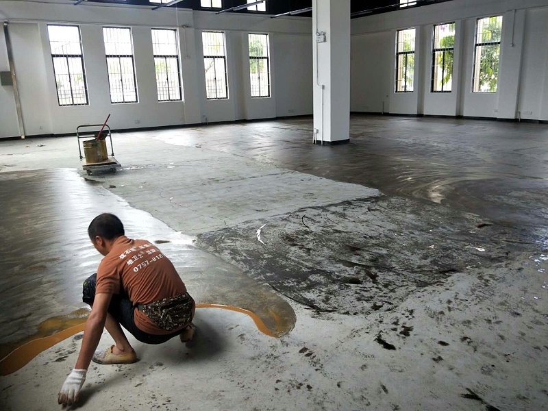 自流平地面漆施工现场