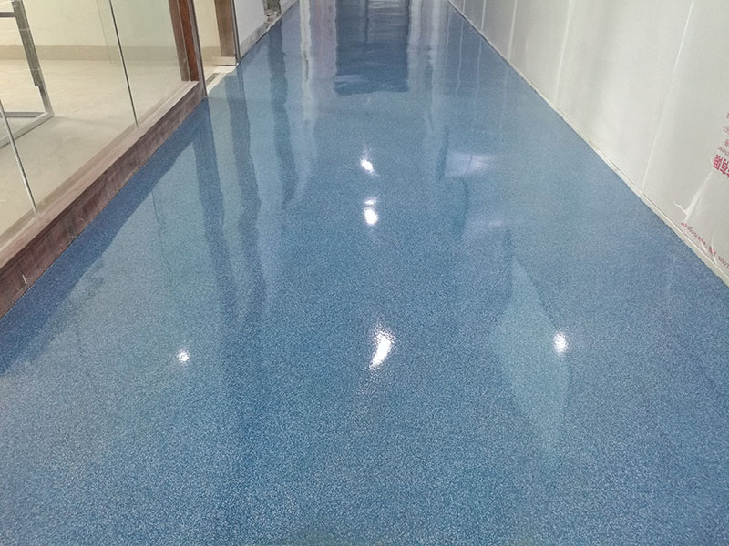地卫士环氧彩砂自流平地坪漆办公室完工效果图