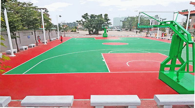 地卫士水性硅PU球场地坪漆完工效果图 地卫士水性硅PU球场地坪漆完工效果图