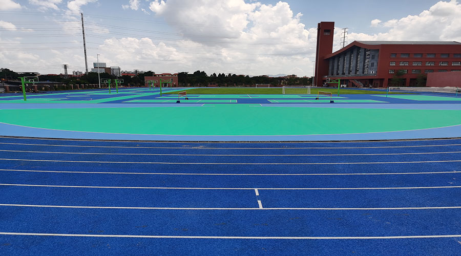 水性硅PU地坪漆及塑胶跑道运动场地坪完工效果图