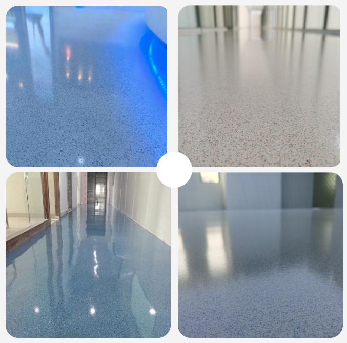 数字化展厅地卫士环氧彩砂自流平地坪漆完工图