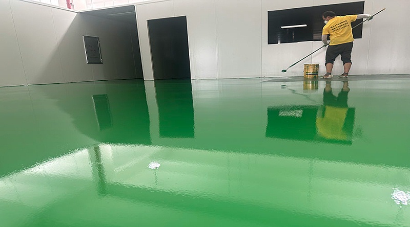 深圳聚悦环境科技公司“地卫士”滚面耐磨型环氧地坪漆施工图一角