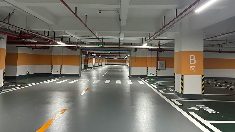 地卫士停车场超耐磨地坪漆完工效果图 地卫士停车场超耐磨地坪漆完工效果图