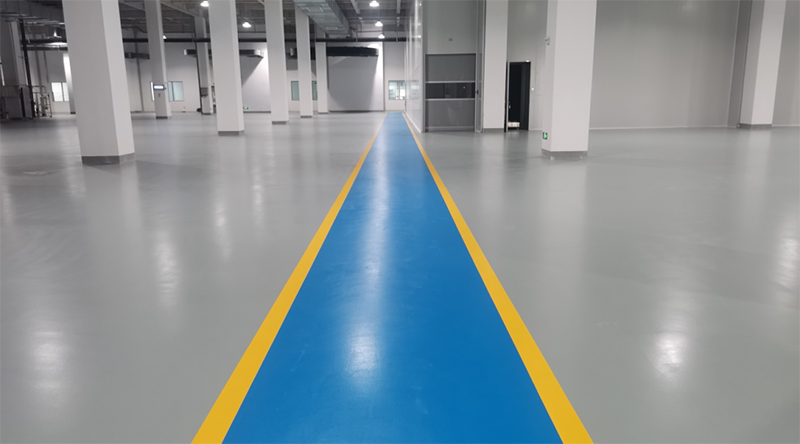 “金三江（肇庆）硅材料公司”车间选用“地卫士”聚氨酯超耐磨地坪漆及完工展示图