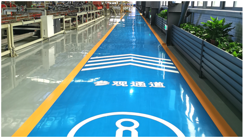 “白兔陶瓷”示范车间选用“地卫士”地坪漆及划线完工展示图